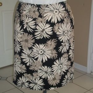 Black, Taupe & Bone Color Floral Summer Skirt